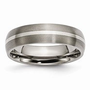 Titanium with Sterling Silver Inlay 6mm Brushed Wedding Band