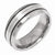 Titanium Ridged Edge with Sterling Silver Inlay 8mm Brushed and Polished Wedding Band