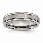 Titanium Grooved Edge 6mm Satin and Polished Wedding Band