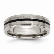 Titanium Black Enamel 6mm Satin and Polished Wedding Band