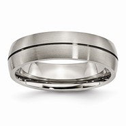 Titanium Grooved 6mm Satin Wedding Band