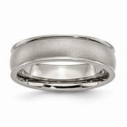 Titanium Ridged Edge 6mm Satin and Polished Wedding Band