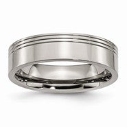 Titanium Grooved 6mm Polished Wedding Band