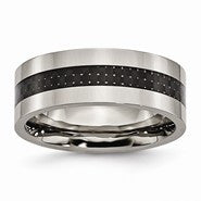 Titanium Black Carbon Fiber Flat 8mm Polished Wedding Band