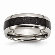 Titanium Black Carbon Fiber 8mm Polished Wedding Band