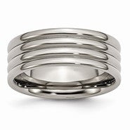 Titanium Grooved 8mm Polished Wedding Band