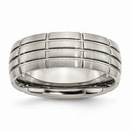 Titanium Grooved 8mm Brushed Wedding Band