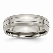 Titanium Grooved 6mm Brushed and Polished Wedding Band