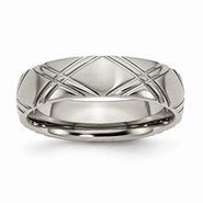 Titanium Criss-cross Design 6mm Brushed and Polished Wedding Band