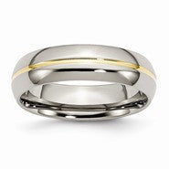 Titanium Yellow IP-plated Grooved 6mm Polished Wedding Band