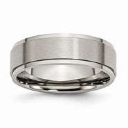 Titanium Ridged Edge 7mm Brushed and Polished Wedding Band