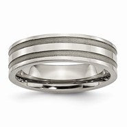 Titanium Grooved 6mm Brushed and Polished Wedding Band