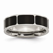 Titanium Black Enamel Flat 6mm Polished Wedding Band