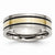 Titanium with 14k Yellow Inlay Flat 7mm Brushed and Antiqued Wedding Band