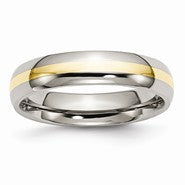 Titanium with 14k Yellow Inlay 5mm Polished Wedding Band