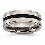 Titanium Enameled Ridged Edge 8mm Polished Wedding Band