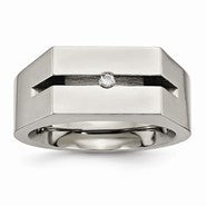 Titanium with Diamond Polished Wedding Band