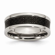 Titanium Black Carbon Fiber 8mm Polished Wedding Band