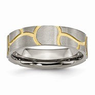 Titanium Grooved Yellow IP-plated Womens 6mm Brushed Wedding Band