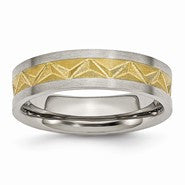 Titanium Brushed and Yellow IP-plated Womens 6mm Wedding Band