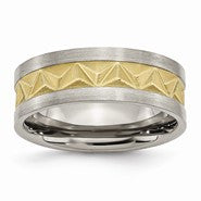 Titanium Brushed and Yellow IP-plated Mens 8mm Wedding Band