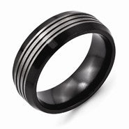 Black Titanium 8mm Polished & Brushed Beveled Edge Wedding Band