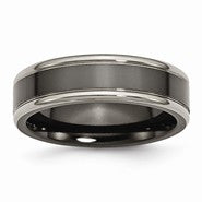 Black Titanium Two-tone 6.5mm Polished Wedding Band