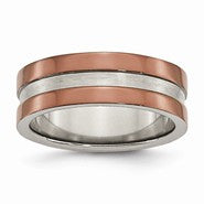 Titanium Grooved 8mm Chocolate IP-plated Polished Wedding Band