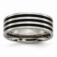 Titanium Grooved 8mm Black IP-plated Polished Wedding Band