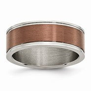 Titanium Grooved Edge 8mm Chocolate IP-plated Polished & Brushed Wedding Band