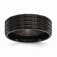 Titanium Grooved Black IP-plated 8mm Brushed Wedding Band