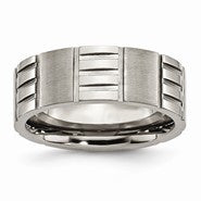 Titanium Notched 8mm Satin & Polished Wedding Band