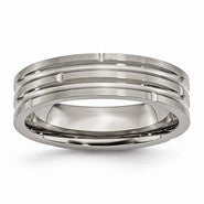 Titanium Grooved 6mm Satin Wedding Band