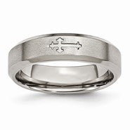 Titanium Cross Design 6mm Satin Beveled Edge Wedding Band