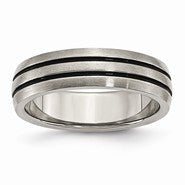 Titanium Enameled Grooved 6mm Satin Wedding Band