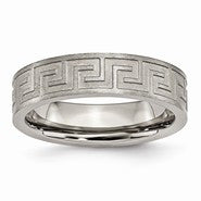 Titanium Greek Key 6mm Satin & Polished Wedding Band