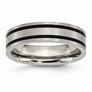 Titanium Enameled Grooved Flat 6mm Polished Wedding Band