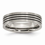 Titanium Enameled Flat 6mm Satin & Polished Wedding Band