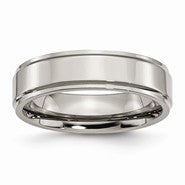 Titanium Ridged Edge 6mm Polished Wedding Band