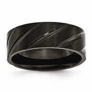 Titanium Swirl Design Black IP-plated 8mm Polished & Brushed Wedding Band