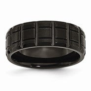 Titanium Notched Black IP-plated 8mm Brushed and Polished Wedding Band