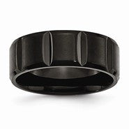 Titanium Grooved Black IP-plated 8mm Brushed and Polished Wedding Band