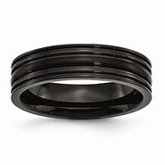 Titanium Grooved Black IP-plated 6mm Brushed and Polished Wedding Band