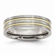 Titanium Grooved Yellow IP-plated 6mm Polished & Brushed Wedding Band