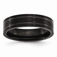 Titanium Grooved Black IP-plated 6mm Brushed and Polished Wedding Band