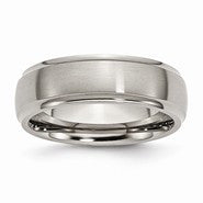 Titanium Ridged Edge 7mm Brushed and Polished Wedding Band