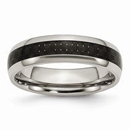 Titanium Black Carbon Fiber 6mm Polished Wedding Band