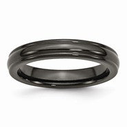 Black Titanium Domed 4mm Polished Rounded Edge Wedding Band