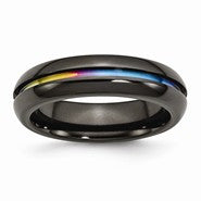 Black Titanium Multi-colored Annodized 6mm Polished Wedding Band