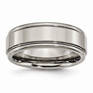 Titanium Grooved Edge 8mm Polished Wedding Band